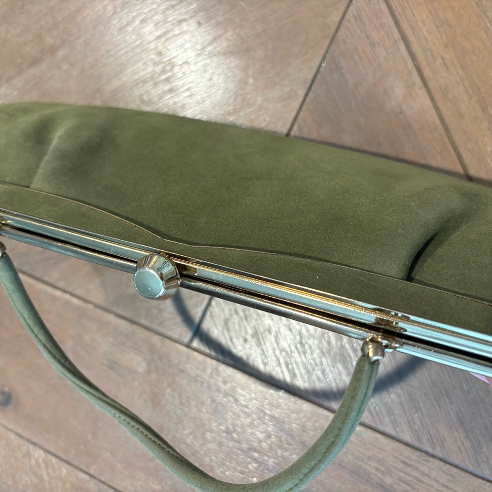 Andé Vintage Handbag Women’s Small Olive Green Evening Clutch Purse Formal - Picture 6 of 10